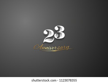 23 Anniversary elegant logotype  design, white colored isolated on black background