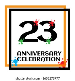 Plantilla vectorial de logotipo de 23 años. Diseño para banner, tarjetas de felicitación o impresión