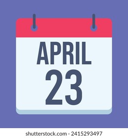 23 April Calendar. Blue Background. Vector Calendar.
