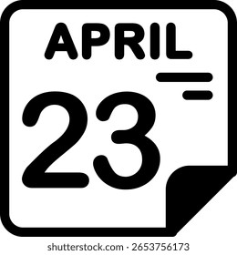 23 April Calendar Semi Solid minimalist Icon