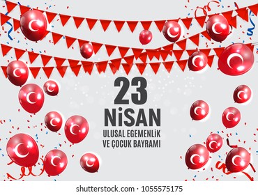 23 April Children's day (Turkish Speak: 23 Nisan Cumhuriyet Bayrami). Vector Illustration EPS10