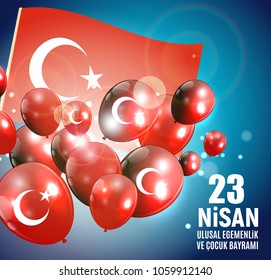 23 April Children's day (Turkish Speak: 23 Nisan Cumhuriyet Bayrami). Vector Illustration EPS10
