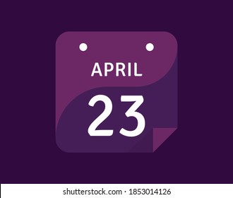 23 April, April 23 icon Single Day Calendar Vector illustration