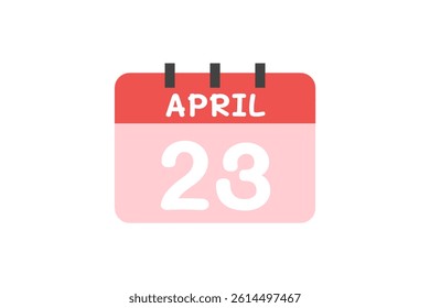 23 April icon text page monthly web design on pink, white and black background vector, icon, or illustration with the month of April 23
