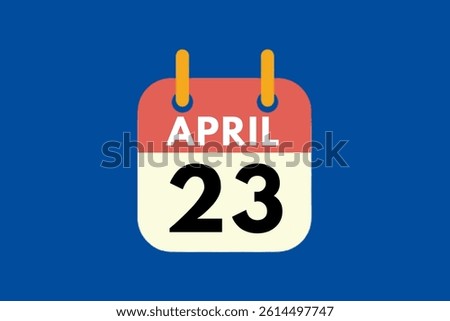 23 April icon text page monthly web design on cream, mustard, white and black background vector, icon, or illustration with the month of April 23