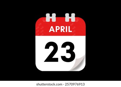 23 April month single day vector, illustration, calendar with red, gray, white and black color background calendar April 23