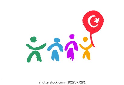 23 april National Sovereignty and Children's Day in Turkey. Vector illustration