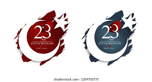23 April, National Sovereignty and Children’s Day (23 nisan ulusal egemenlik ve cocuk bayrami) vector illustration set to share on social media