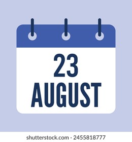 23 August Calendar, Isolated Vector Calendar.