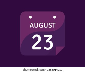 Icono del 23 de agosto Icono del calendario de un solo día Ilustración vectorial