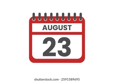 23 August month single day vector, illustration, calendar with red, black and white color background calendar August 23 