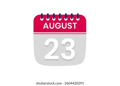 23 August month single day vector, illustration, calendar with red, off white and white color background calendar August 23