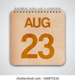 23 August on Old Notebook Vector 