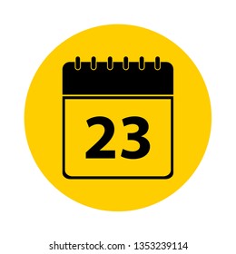 23 Calendar Yellow Vector Icon - Calendar design template - Business vector illustration.