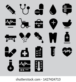 23 collection medical icon. solid Icon Design. For Mobile and web Apps. EPS 10