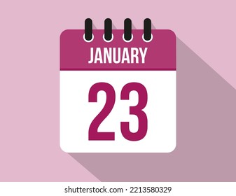 23 días calendario de enero. Vector de calendario para enero en color rosa en fondo claro