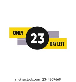 23 días de descuento de cuenta regresiva y tiempo de venta 23 días etiqueta de señal izquierda ilustración vectorial