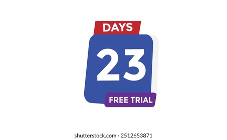 23 días gratis Prueba Cuenta regresiva número Anuncio Plantillas. Ilustración vectorial 
