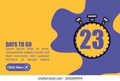 23 days to go banner. flat style. days to go concept