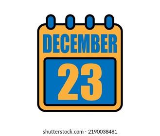 23 December calendar. December calendar icon in blue and orange. Vector Calendar Page Isolated on White Background.