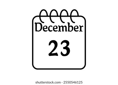 23 dezembro calendário ícone página de texto design mensal web em preto e branco fundo vetor, ícone, ou ilustração com o mês de dezembro 23
