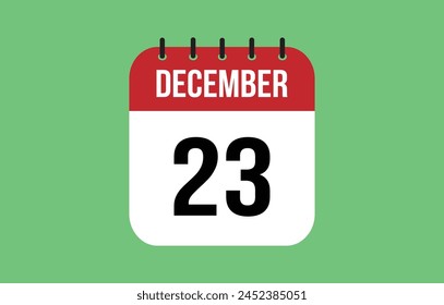 23 December Calendar. December Calendar Vector.