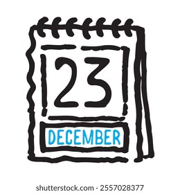 23 December date calendar - A simple yet elegant line art illustration of a date calendar captures the essence of organization and timekeeping. The clean lines and minimalistic design 
