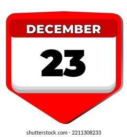 23 December vector icon calendar day. 23 date of December. Twenty third day of December. 23th date number. 23 day calendar. Twenty three date. India National Farmers. Vector illustration