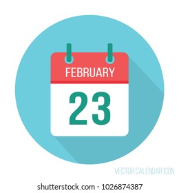 23 February calendar icon flat