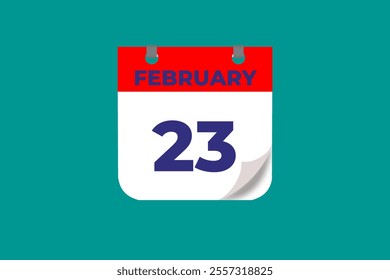 23 February calendar icon text page monthly web design on red, and blue background vector, icon, or illustration with the month of February 23