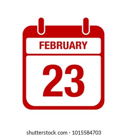 23 February calendar red icon. twenty three