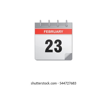 23 February calendar vector illustration on white background