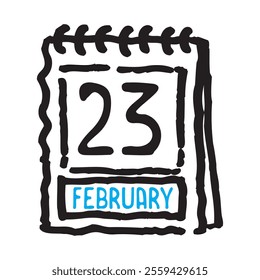 23 February date calendar - A simple yet elegant line art illustration of a date calendar captures the essence of organization and timekeeping. The clean lines and minimalistic design 