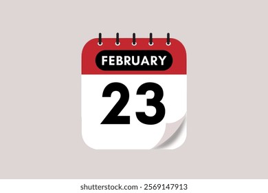 23 February month single day vector, illustration, calendar with maroon, rose and white color background calendar February 23