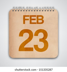 23 February on Old Notebook Vector 