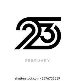 23 February typography logo design concept. 23 number design. Sign for flyer, postcard, poster or banner. 