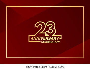23 gold anniversary celebration vector  design with simple line style, isolated on red background can be used as  celebration event item and element