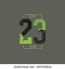 23 green number t shirt design new fashion street style