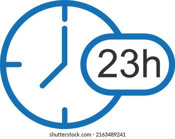 23 hour timer icon, wall clock icon vector