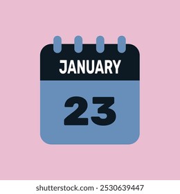 23 january calendar icon date monthly graphic design.