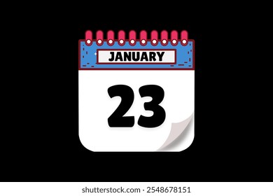 23 January calendar icon text page monthly web design on white, brown, coral, and black background vector, icon, or illustration with the month of January 23