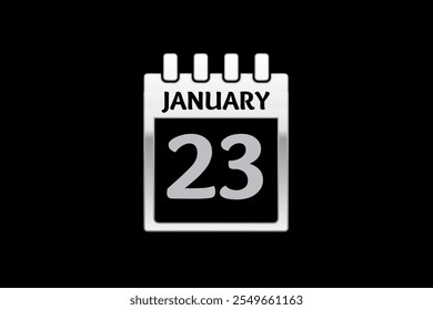 23 January calendar icon text page monthly web design on yellow, red, black, and white background vector, icon, or illustration with the month of January 23