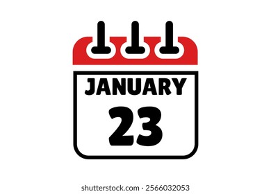 23 January calendar icon text page monthly web design on red, black and white background vector, icon, or illustration with the month of January 23