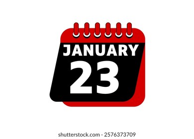 23 January calendar icon text page monthly web design on red, black and white background vector, icon, or illustration with the month of January 23