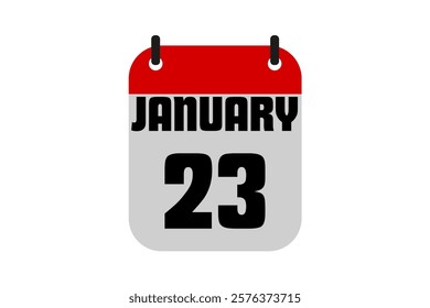 23 January calendar icon text page monthly web design on red, black and white background vector, icon, or illustration with the month of January 23