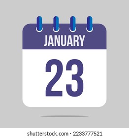 23 january calendar vector. Calendar icon for january with marked date. Design for schedules, meetings and appointments