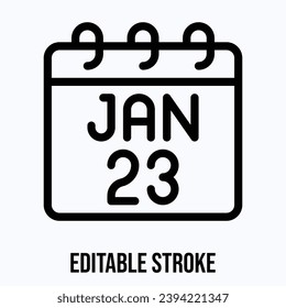 Calendario del 23 de enero, icono del calendario vectorial.