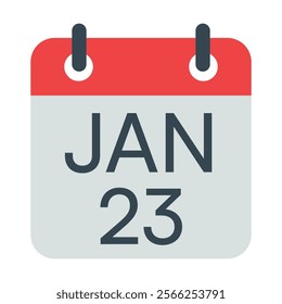 23 January Calendar Vector Icon Symbol.