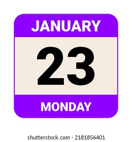 23 January, Monday. Date template. Useful design for calendar or event promotion. Vector illustration EPS 10 File