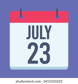 23 July Calendar. Blue Background. Vector Calendar.